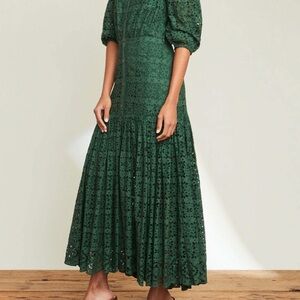Veronica Beard Green Eylet Cali Maxi Dress